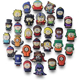 Charmes d'anime en gros souvenirs d'enfance personnages de South Park 30 couleurs cadeau drôle charmes de dessin animé accessoires de chaussures boucle de décoration en pvc breloques de sabot en caoutchouc souple