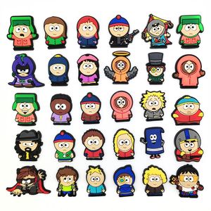 Encantos de anime recuerdos de la infancia al por mayor South Park 30 colores regalo divertido encantos de dibujos animados accesorios para zapatos hebilla de decoración de pvc encantos de zuecos de goma suave