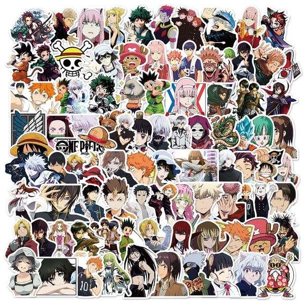 Anime Collection Autocollants 100pcs Pas de Répétition Bande Dessinée Manga Graffiti DIY Paster Bagages Ordinateur Portable Planche À Roulettes Téléphone Autocollant Jouet 3 Groupes Mélanger