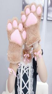 Anime Cosplay dessin animé gros chat gants hiver Sexy garder au chaud mignon belle Plus velours épaissir Style japonais Performance accessoires cinq F4947441