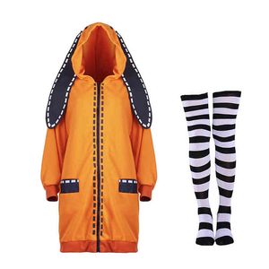 Anime Cosplay Come Clothings Anime Yomoduki Runa Cosplay Come For Girls Women Orange Coat Hoodies Zip Jacket Coat L220714