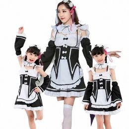 Anime Cosplay Costume Ram/Rem Kawaii Sœurs Servante Dr Parent-enfant tenue Halen Carnival Party Dr 48Qy #