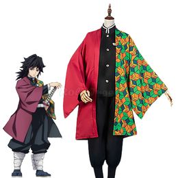 Anime Cosplay Demon Slayer Kimetsu No Yaiba Tomioka Giyuu disfraz peluca adultos niños Halloween Kimono juegos completos juego de rol C90C36