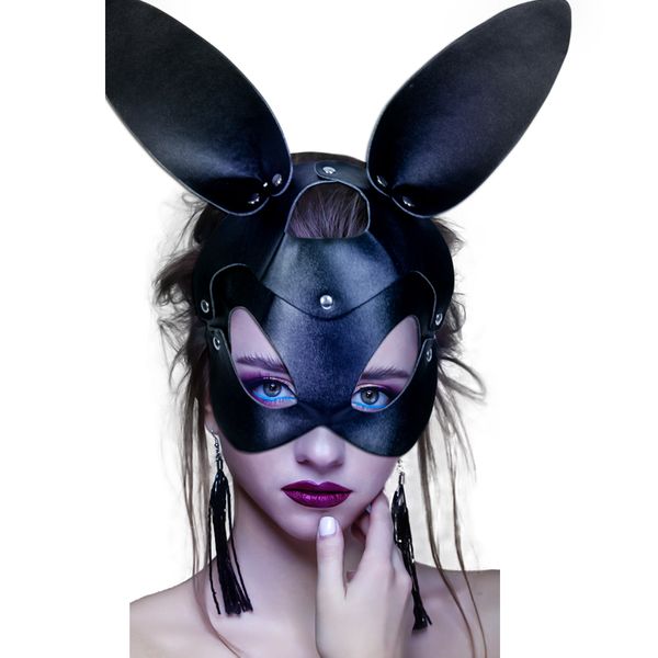 Anime Cosplay chapeaux haute qualité Faux cuir lapin chat oreille lapin masque facial pour hommes femmes jeux de rôle