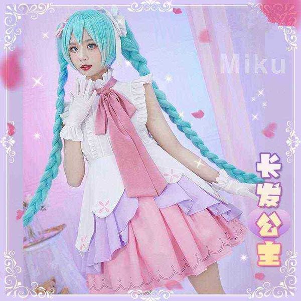 Anime Cosplay Miku Raiponce Ver Robe Costume Cheveux Longs Princesse Kawaii Vêtements Cos Miku Fille Vêtements Quotidiens Femmes Jeu De Rôle J220720