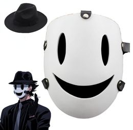 Anime Cosplay Tenkuu Shinpan Highrise Invasion Cosplay Mask Hat PVC Masque blanc Japonais Samurai Costume accessoires 2207046010996