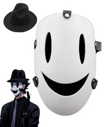 Anime Cosplay Tenkuu Shinpan Highrise Invasion Cosplay Mask Hat PVC Masque blanc Japonais Samurai Costume accessoires 2207049347821