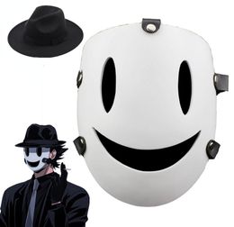 Anime Cosplay Tenkuu Shinpan Highrise Invasion Cosplay Mask Hat PVC Masque blanc Japonais Samurai Costume accessoires 2207042127264