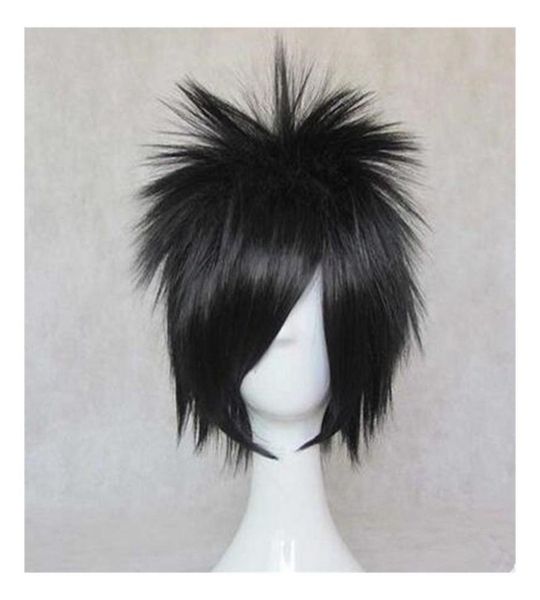 Peluca de anime Cosplay Uchiha Sasuke pelo sintético corto negro hombres Halloween Hair4259406