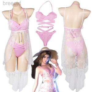 Costumes d'anime Aerith Cosplay Sexy Swimmsuits Costume FF7 Rebirth Game Anime Final Cosplay Fantasy Costume Summer Beach Bikini Halloween Suit 240411