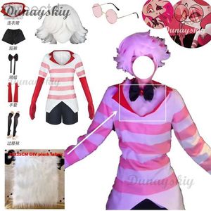 Costumes d'anime ange poussière cosplay fantasy anime cartoon hôtel déguise costume gants bec cravate rose robe tenue femme halloween roleplay tissu 240411