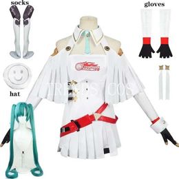 Costumes d'anime Anime 2023 RACHING MIKU COSPLAY COMME MIKU WHITE ROBLE COLAK GILLE SUIS DE RACK