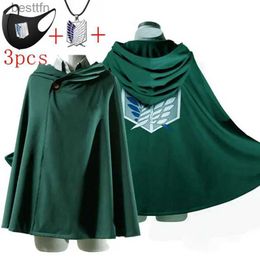 Disfraces de anime Anime Attack on Titan Levi Ackerman The Scouting Legion Wings of Liberty Cosplay Verde Negro Capa Collar Accesorios Capa con capucha L231101