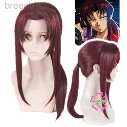 Anime kostuums Anime Black Lagoon Rebecca Revy Cosplay Wine Dark Red Ponytail Long Styled Synthetic Hair Halloween Costume Party + Wig Cap 240411