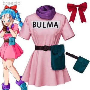 Anime kostuums anime bulma cosplay kostuum roze jurk volwassen kleding uniform kawaii meisjes carnaval maskerade feest outfit 240411