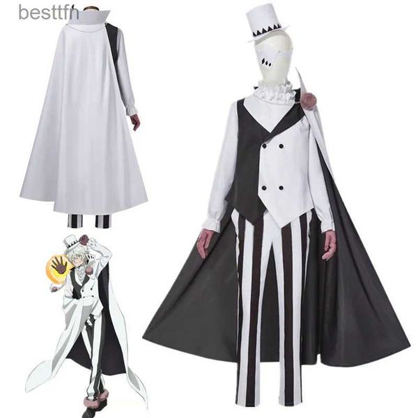 Disfraces de anime Anime Bungou Stray Dogs Nikolai Gogol Cosplay Ven Traje Capa Blanco Negro Uniforme Halloween Navidad Ropa Temporada 4L231101