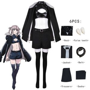 Disfraces de anime Anime Call of The Night Nanakusa Nazuna Cosplay Ven Peluca Capa negra Chaqueta Chaleco de cuero Pantalones cortos Traje Halloween Viene Z0301