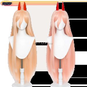 Costumes d'anime Anime tronçonneuse homme Makima Cosplay perruque longue Orange rose résistant à la chaleur cheveux synthétiques partie jeu de rôle perruques + WigCap + cornes zln231128