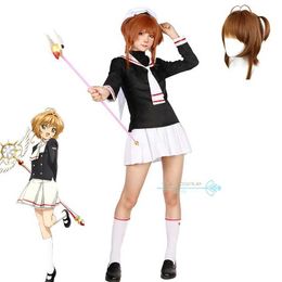 Costumes d'anime Cosplay Anime Come Sakura Cardcaptors Cosplay Tenues Lovely JK Uniform Sakura Card Captor Role Play Party Clothing for Women Y240422