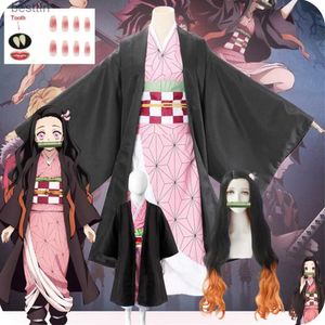 Anime Kostuums Anime Cosplay Demon Slayers Kimetsu geen Yaiba Kamado Nezuko Kimono Komen Vrouwen Volwassen Kinderen ClothesL231101