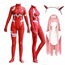 Anime kostuums anime lieveling in de franxx 02 nul twee cosplay komen voor vrouwen Halloween komen pruik 3d printing bodysuit zentai pak z0301