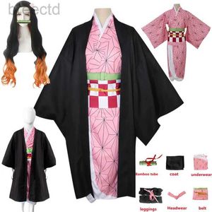 Costumes d'anime Sueurs de démon d'anime kimetsu no yaiba kamado nezuko cosplay costume kimono uniforme costume halloween praty vêtements 240411