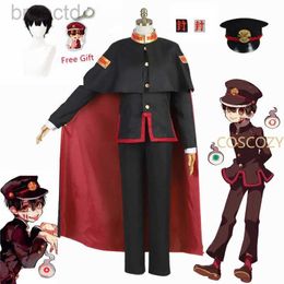Costumes d'anime anime jibaku shounen hanako kun yugi amane cosplay costumes toilet liés hanako kun cloak noir set complet uniforme wig chapeau 240411