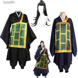 Anime Kostuums Anime Jujutsu Kaisen Geto Suguru Cosplay Kom Kimono Zwart Blauw Japanse Uniform Halloween Kerstfeest ClothesL231101