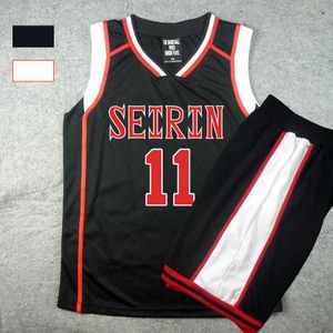 Anime kostuums anime kuroko no kasketbasuke seirin school basketbal uniform heren jersey witte zwarte sportkleding t shirt shorts cosplay come z0301