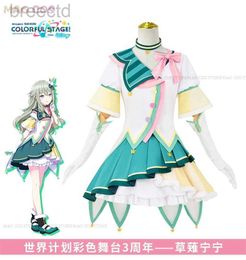 Costumes d'anime anime kusanagi nene cosplay costume perruque femme mignon lolita robe project sekai scène coloré feat.3e vêtements de carnaval Hallowen 240411
