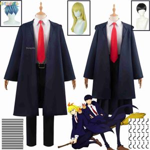 Anime kostuums anime mashle magie en spieren cosplay kostuum pure lance lance lemon dot finn finn easton magic academy uniformen blauwe mantel cape cape pruik 240411