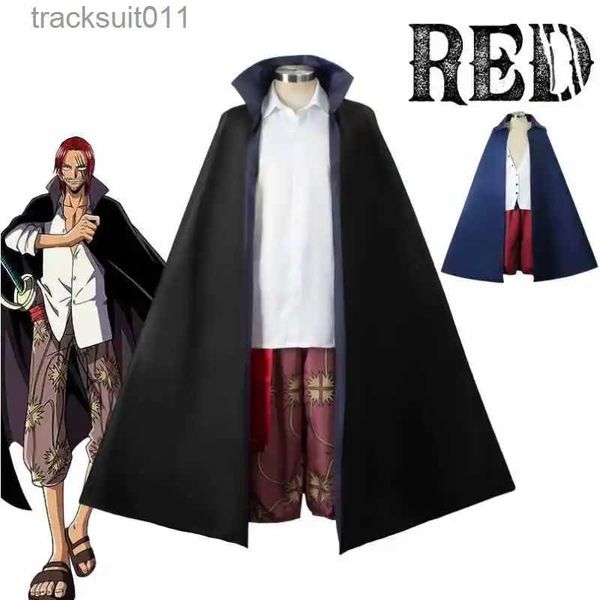 Disfraces de anime Anime One Piece Cosplay Camisa de Shanks de pelo rojo Cosplay Ven Capa Chaqueta Niños y adultos Halloween Exposición ACGN Cosplay L231027