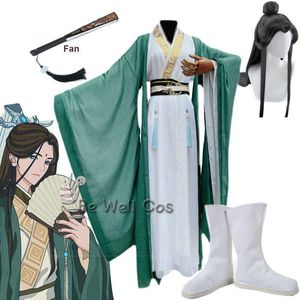 Anime kostuums anime het schuimschurk het zelfbewuste systeem shen qingqiu cosplay komt oude hanfu jurk Halloween Party Wig Fan schoenen prop Z0301