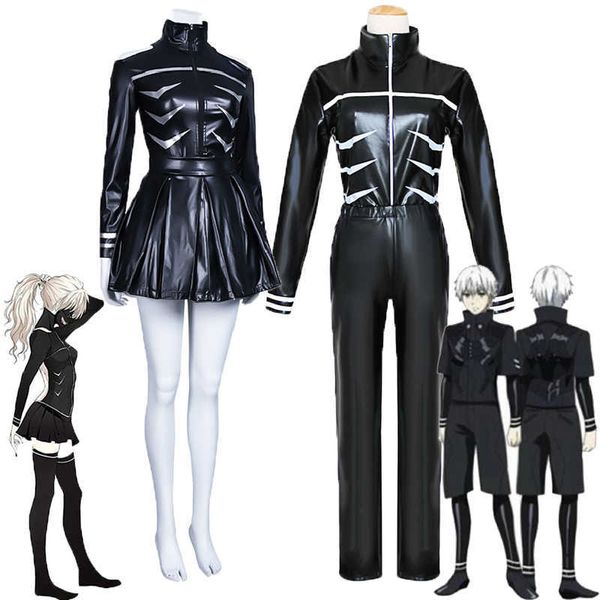 Disfraces de anime Anime Tokyo Ghoul Ken Kaneki Cosplay Come Touka Kirishima PU Cuero Negro Lucha Uniforme Vestido Unisex Fiesta de Halloween Ropa Z0301