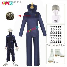 Costumes d'anime ANIMECC Toge Inumaki Jujutsu Kaisen Cosplay Venez perruque autocollant de tatouage chaussures Halloween fête de noël uniforme scolaire tenue hommes L231027