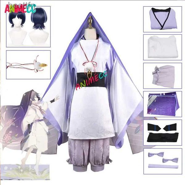Costumes d'anime ANIMECC Wanderer Genshin Impact Scaramouche Cosplay Come Wig Anime Game Balladeer Kimono blanc Halloween pour femmes hommes L231101