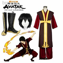 Anime kostuums avatar de laatste airbender zuko cosplay kostuum kings prince uniform anime aang zuko cosplay schoenen pruik voor Halloween Party 240411