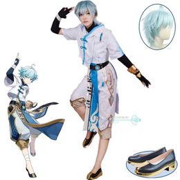 Anime kostuums chongyun game cosplay genshinimpact chongyun cosplay komen voor carnaval pakken feest kom pruik schoenen volledige set game cos y240422