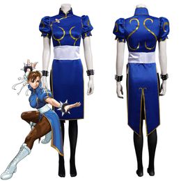 Anime Kostuums Chun Li Cosplay Come Anime Game Cosplay Come Jurk Outfit Vrouwen Feamle Dames Halloween Party Rollenspel Kleding SF Z0602