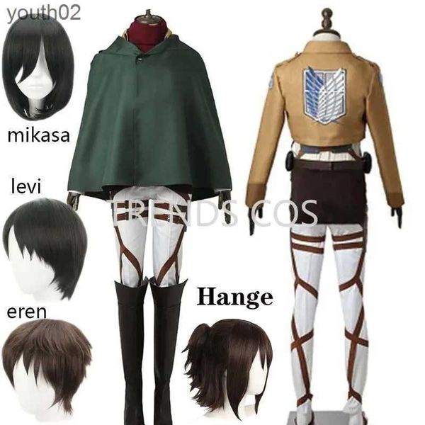 Costumes d'anime Cosplay Anime Levi Ackerman Mikasa Ackerman Cosplay venez Eren Jaeger tenues Hange Zoe Cosplay venez AOT ensemble complet ZLN231111