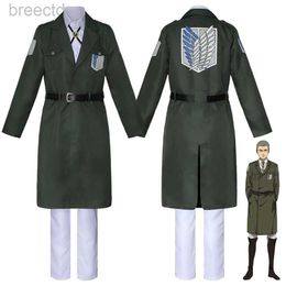 Disfraz de anime Ataque de cosplay a gigante Cos Cloak Investigation Corps Uniforme mismo Militar Military Green Coat Reformado Animio Disfraz de rendimiento costuminado 240411