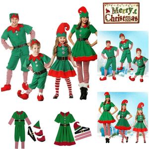 Costumes d'anime cosplay Christmas Elf costume fête familiale Rôle de jeu Green Santa Claus Performance Vêtements Fancy Dishy Kids Adult 221118