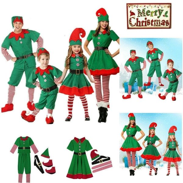 Disfraces de anime cosplay Elfo de Navidad Fiesta de disfraces Juego de rol familiar Traje Verde Papá Noel Ropa de rendimiento Disfraces Niños Adultos 221118