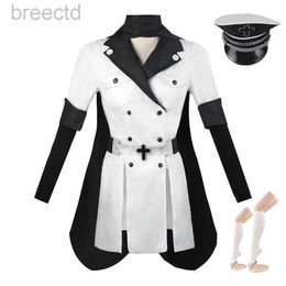 Costumes d'anime cosplay Esdeath Empire Costume Manga Uniforme général avec des tenues de chaussette de perruque chapeau 240412