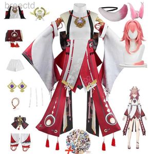 Anime kostuums cosplay genhin impact yae miko guuji yae kostuum pruik staartspel halloween carnaval vrouwen kleren sets 240411