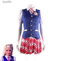 Costumes d'anime Devin Delancey Cosplay venez princesse charme uniforme scolaire Halloween Anime femmes chemise jupe manteau costume carnaval vêtements L231101