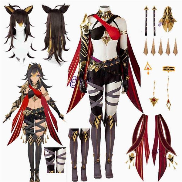 Disfraces de anime Juego Genshin Impact Dehya Cosplay Koum Sumeru Genshin Impact Cosplay Dehya Peluca Anime Fiesta sexy Halloween Koum Woma302k