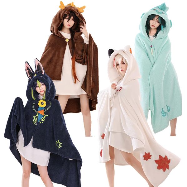 Costumes d'anime jeu Genshin Impact Fantasy Kazuha Xiao Zhong Li Tighnari Cosplay plafonné couverture de climatisation Costume hommes femmes adulte Cape 231208