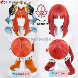 Costumes d'anime jeu Genshin Impact Sumeru Nilou Cosplay perruque Nilou 80 cm de long rouge résistant à la chaleur cheveux synthétiques Halloween fête perruques + bonnet de perruque zln231128
