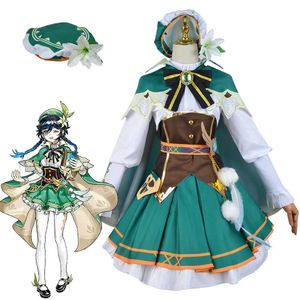 Disfraces de Anime juego Genshin Impact Venti Cosplay Come Venti traje vestido viene mujer chica Cosplay mucama fiesta conjunto completo Z0602